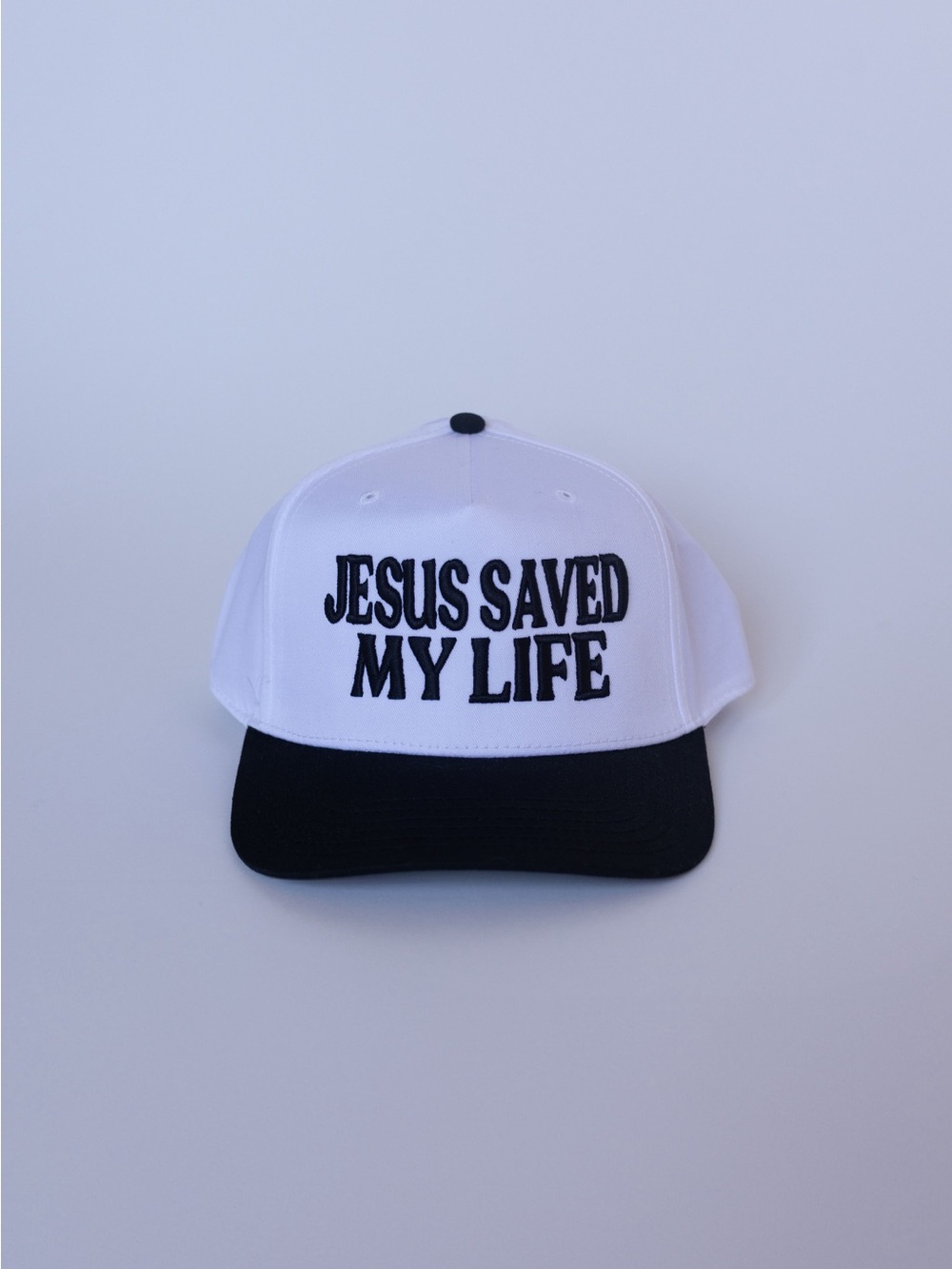 White and Black 'Jesus Saved My Life' Baseball Cap